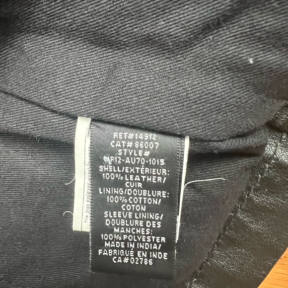 Black Men’s Leather Jacket Banded Collar - Picture 5 of 5